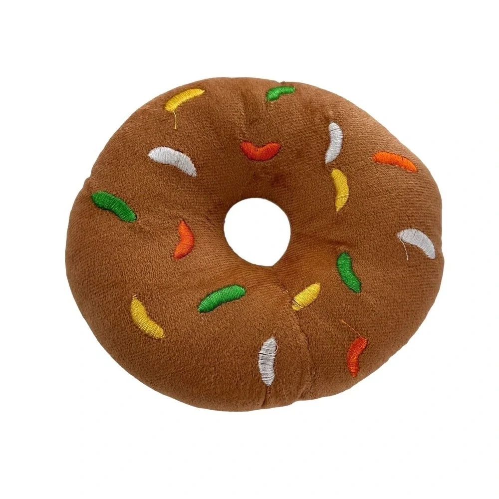 Plush Donut-Shaped Embroidered Sprinkles Doughnut Frosted Stuffed Animal
